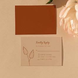 Rustikales Burnt Orange Boho Hochzeit Elegant Mini RSVP Karte
