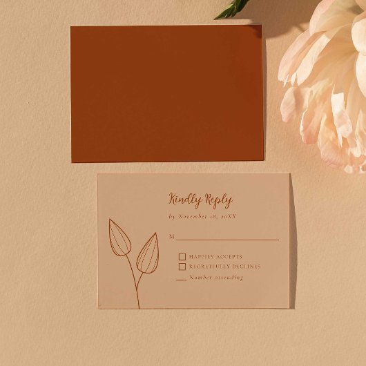 Rustikales Burnt Orange Boho Hochzeit Elegant Mini RSVP Karte