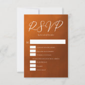 Rustikales Burnt Orange Boho Hochzeitsessen - Opti RSVP Karte (Vorderseite)