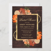 Rustikales Burnt Orange Fall Blume Brautparty Einladung (Vorderseite)