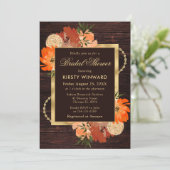 Rustikales Burnt Orange Fall Blume Brautparty Einladung (Stehend Vorderseite)