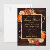 Rustikales Burnt Orange Fall Blume Brautparty Postkarte (Vorne/Hinten)