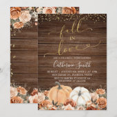 Rustikales Burnt Orange Floral Pumpkin Brautparty Einladung (Vorne/Hinten)