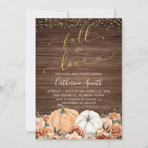 Rustikales Burnt Orange Floral Pumpkin Brautparty Einladung