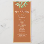 Rustikales Burnt Orange Hochzeitsprogramm Programm (Vorderseite)