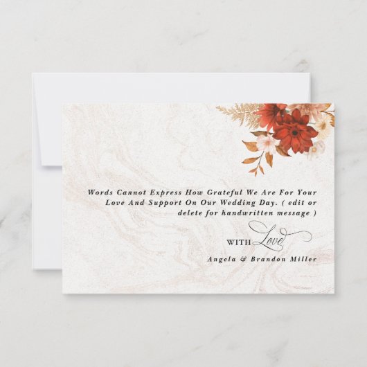 Rustikales Burnt Orange Terracotta auf dem Monte T Dankeskarte (Rückseite)