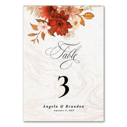 Rustikales Burnt Orange Terracotta auf dem Monte T Tischnummer (Vorderseite)