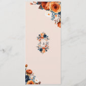 Rustikales Burnt Orange und Blue Wedding Bar Menu Menükarte (Rückseite)