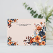 Rustikales Burnt Orange und Blue Wedding Einladung (Stehend Vorderseite)
