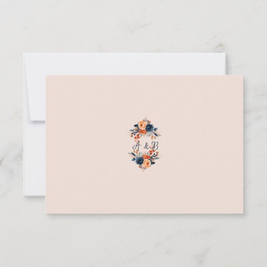 Rustikales Burnt Orange und Blue Wedding Einladung (Rückseite)