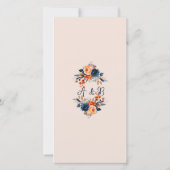 Rustikales Burnt Orange und Blue Wedding Lesezeich Dankeskarte (Rückseite)