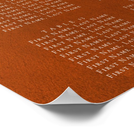 Rustikales Burnt Orange Wedding 16 Table Seating C Poster (Ecke)