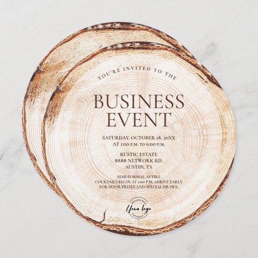 Rustikales Business Event Holzkörner kundenspezifi Einladung (Vorne/Hinten)