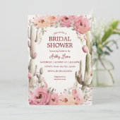 Rustikales Cactus Garden Bridal Einladung Boho Cac (Stehend Vorderseite)