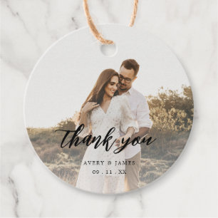 Rustikales Calligrafy Foto Wedding Danke, dass ihr Geschenkanhänger