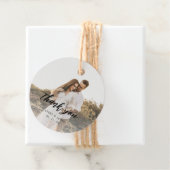 Rustikales Calligrafy Foto Wedding Danke, dass ihr Geschenkanhänger (Beispiel)