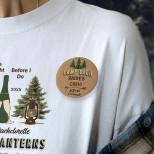Rustikales Camp Bach Braut Crew Abzeichen   Name & Button