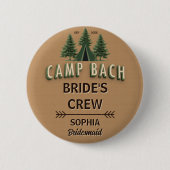 Rustikales Camp Bach Braut Crew Abzeichen | Name & Button (Vorderseite)