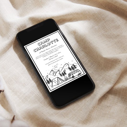 Rustikales Camp Bride Mountain Brautparty Einladung