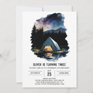 Rustikales Campfire und S'Mores Geburtstag Einladung