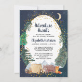 Rustikales Camping Adventure Night Sky Baby Sprink Einladung (Vorderseite)