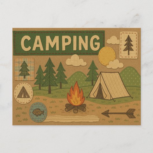 Rustikales Camping Adventure Postcard Postkarte (Vorderseite)