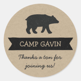 Rustikales Camping Geburtstagsparty bevorzugt Aufk Runder Aufkleber