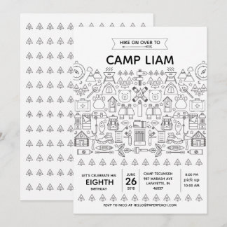 Rustikales Camping Geburtstagsparty Einladung für 