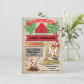 Rustikales Camping Geburtstagsparty Foto Einladung (Stehend Vorderseite)