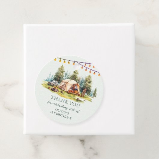 Rustikales Camping Geburtstagsparty Geschenkanhänger (Beispiel)