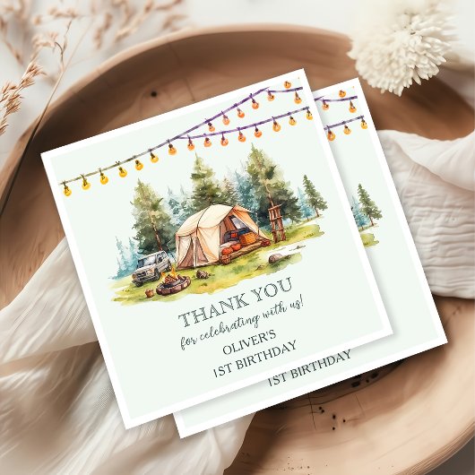 Rustikales Camping Geburtstagsparty Serviette