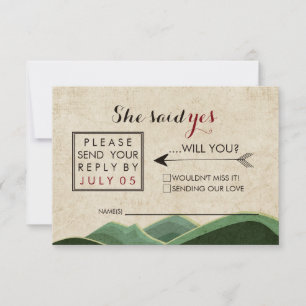 Rustikales Camping Hochzeit rsvp Karte