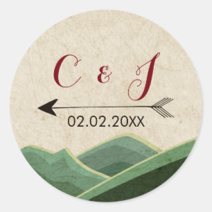 Rustikales Camping Hochzeitsticker Runder Aufkleber