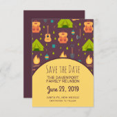 Rustikales Camping Muster Zelte und Gitarren Wiede Save The Date (Vorne/Hinten)