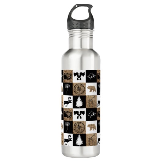 Rustikales Camping Outdoor Adventure Edelstahlflasche (Vorderseite)