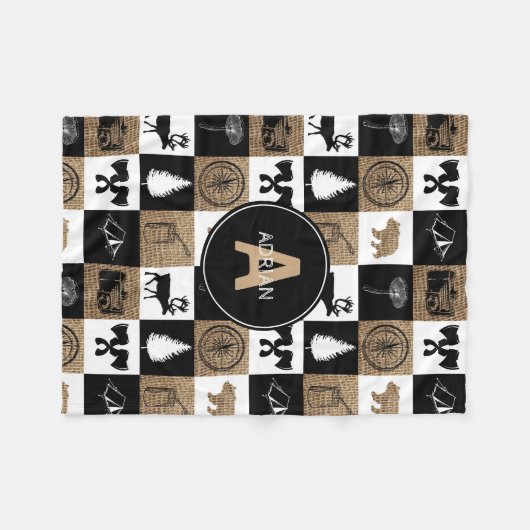 Rustikales Camping Outdoor Adventure Fleecedecke (Vorderseite (Horizontal))