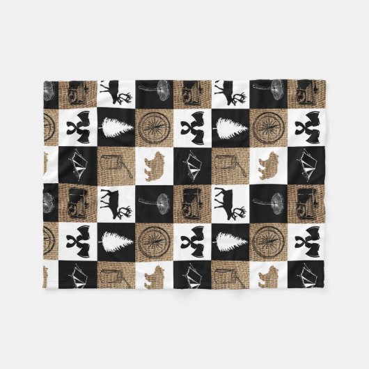 Rustikales Camping Outdoor Adventure Fleecedecke (Vorderseite (Horizontal))