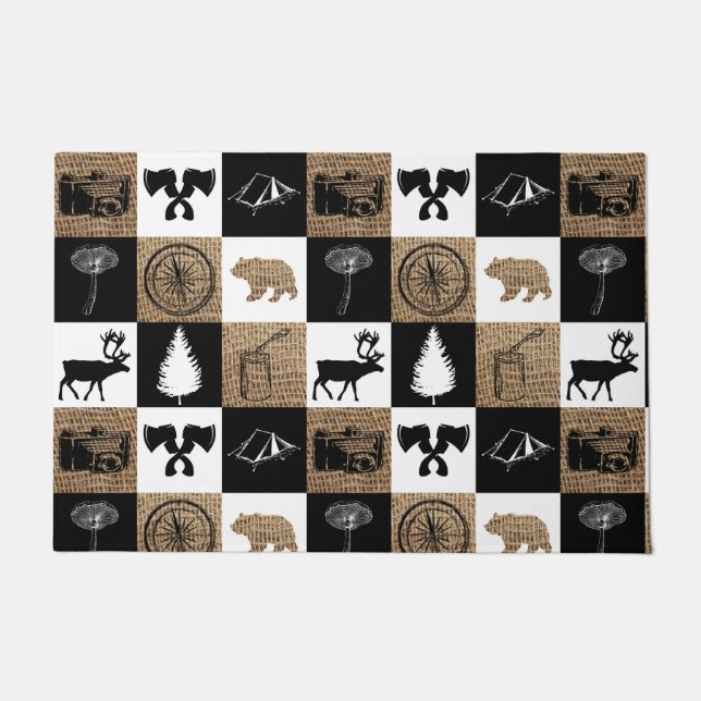 Rustikales Camping Outdoor Adventure Fußmatte (Vorderseite)