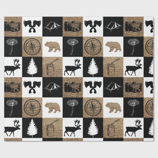 Rustikales Camping Outdoor Adventure Geschenkpapier (Flach)