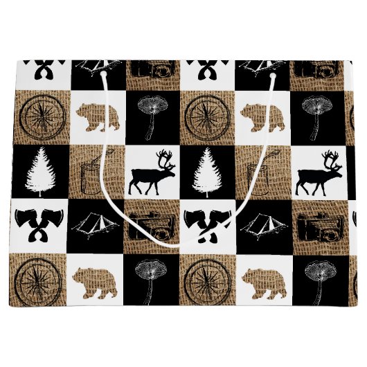 Rustikales Camping Outdoor Adventure Große Geschenktüte (Vorderseite)