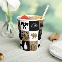 Rustikales Camping Outdoor Adventure Pappbecher
