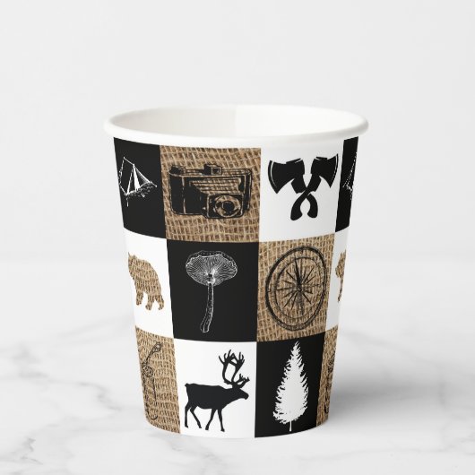 Rustikales Camping Outdoor Adventure Pappbecher (Links)