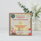 Rustikales Camping Party Einladung (Stehend Vorderseite)