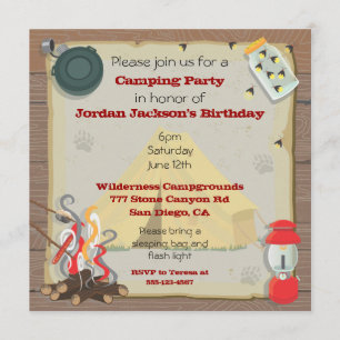 Rustikales Camping Party Einladung