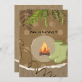 Rustikales Camping Party Geburtstagseinladungen Einladung (Vorne/Hinten)