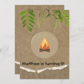 Rustikales Camping Party Geburtstagseinladungen Einladung (Vorne/Hinten)