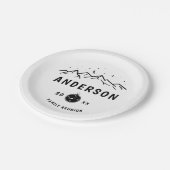 Rustikales Camping Personalisiert Family Wiederseh Pappteller (Schrägansicht)