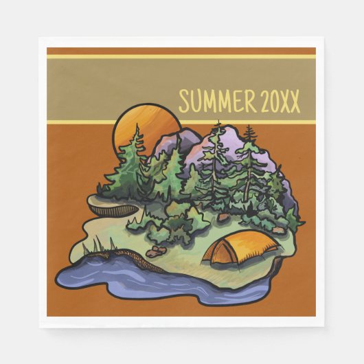 Rustikales Camping Personalisiert Picnic Napkins Serviette (Vorderseite)