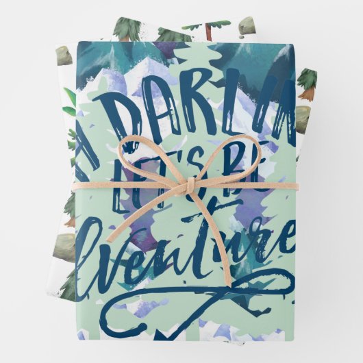 Rustikales Camping Wasserfarbenwald Geschenkpapier Set (Beispiel)