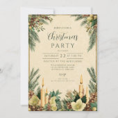 Rustikales Candle Pinecone Weihnachtsgebäck Party Einladung (Vorderseite)